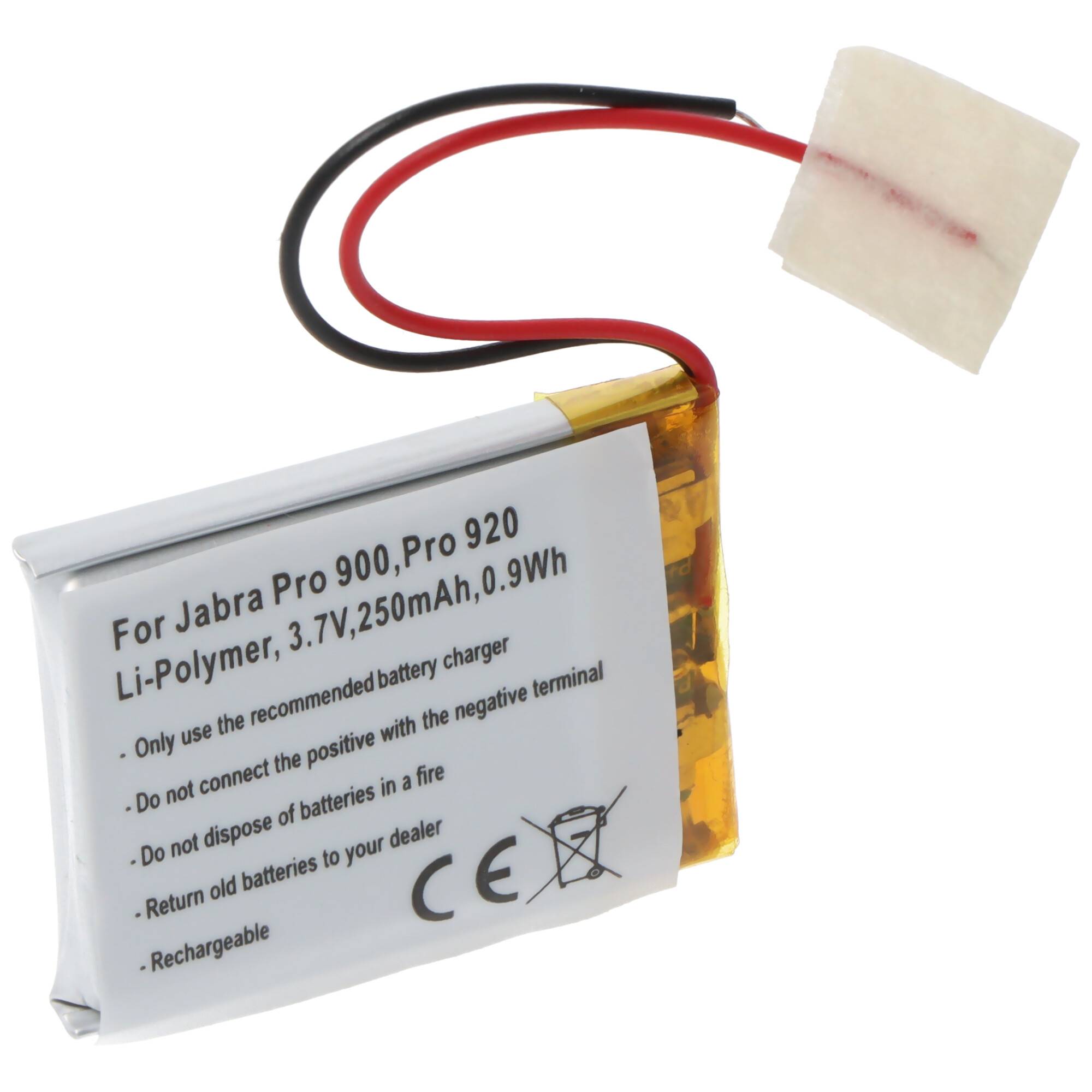 Accu geschikt voor Jabra Pro 900, Pro 920, Li-Polymer, 3.7V, 250mAh, 0.9Wh-0