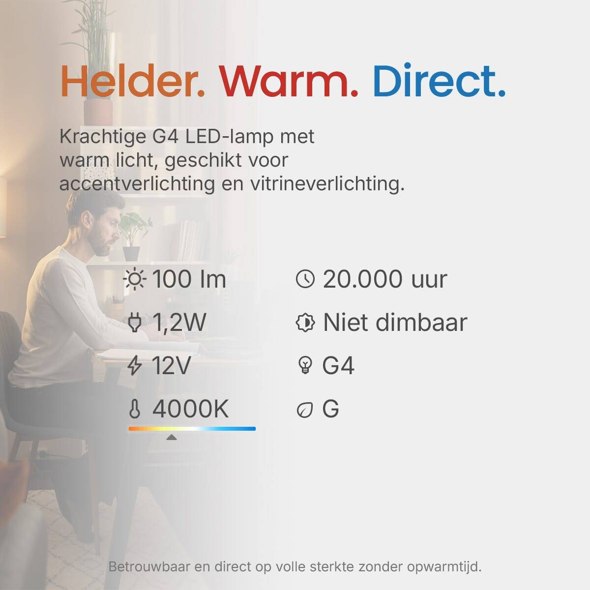 Avide G4 LED Insteeklamp 1.2W 12V - 4000K - 90lm - LED Lampjes Insteek - Koel Wit - Vervangt 10W lamp-1