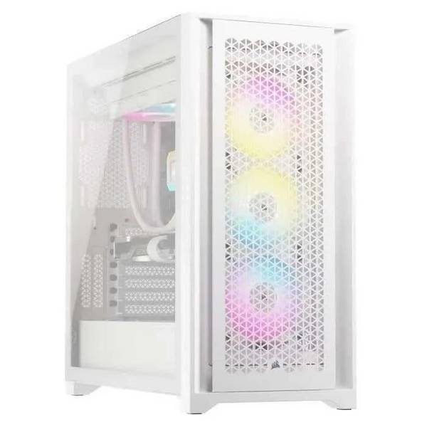 PC Case - Corsair - ICUE 5000D RGB Airflow - Middle Tower - 3 AF120 RGB Elite - White Fans