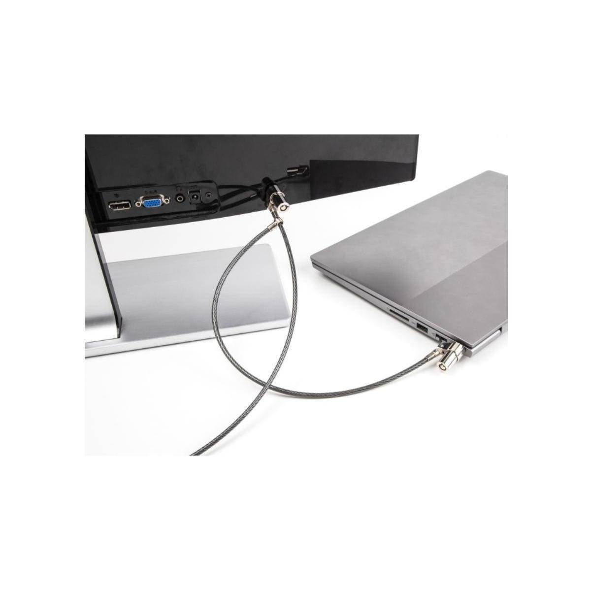 Navilock Dual Laptop Security Cable with Key Lock for Kensington slot 3 x 7 mm and Noble Wedge slot 3.2 x 4.5 mm-1
