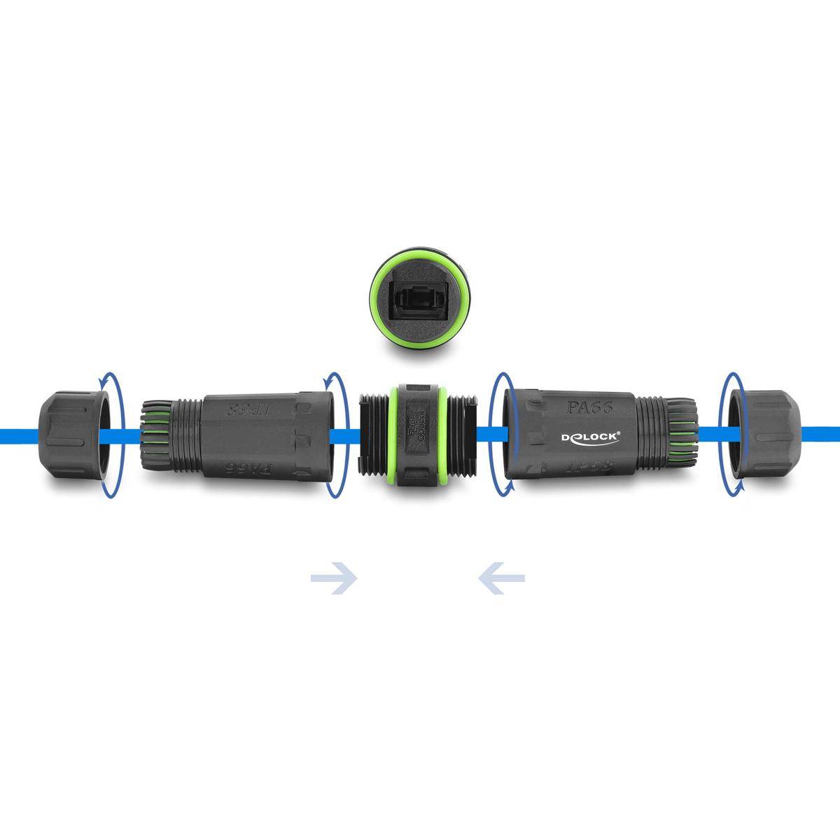 Delock Cable Connector optical fiber MPO female to MPO female with M20 x 1.5 mm thread IP68 dust and waterproof-1