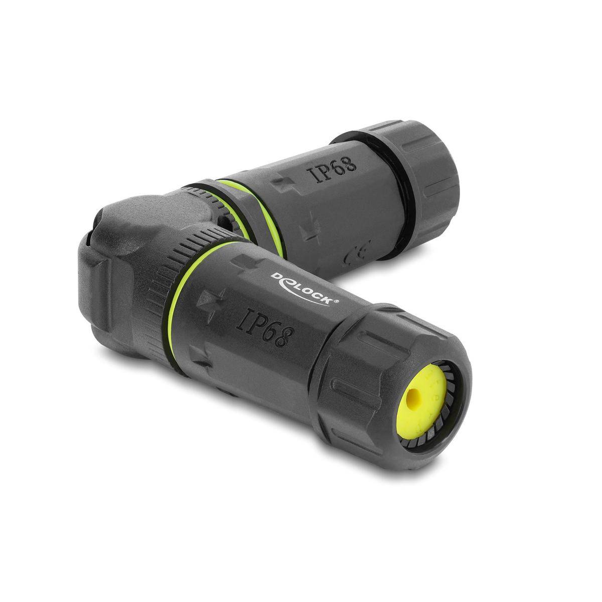 DELOCK kabelaansluiting RJ45 Bu > Bu Cat.6 M23x1,5mm 90° schroefdraad IP68-1