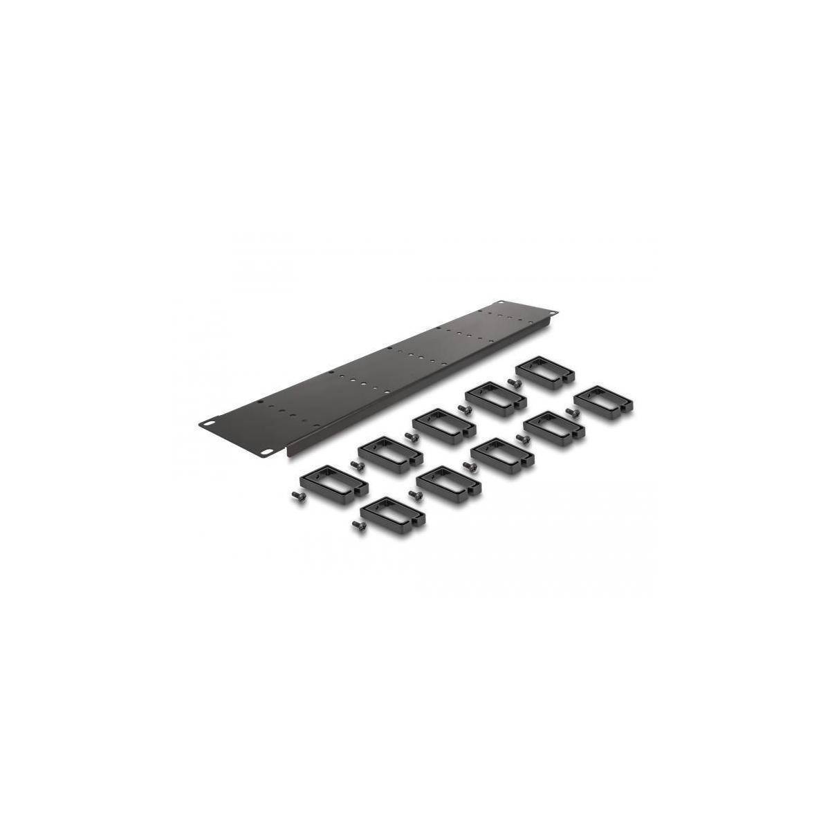 Delock 19″ Cable Management Routing Panel with 10 plastic hooks 2U black-1
