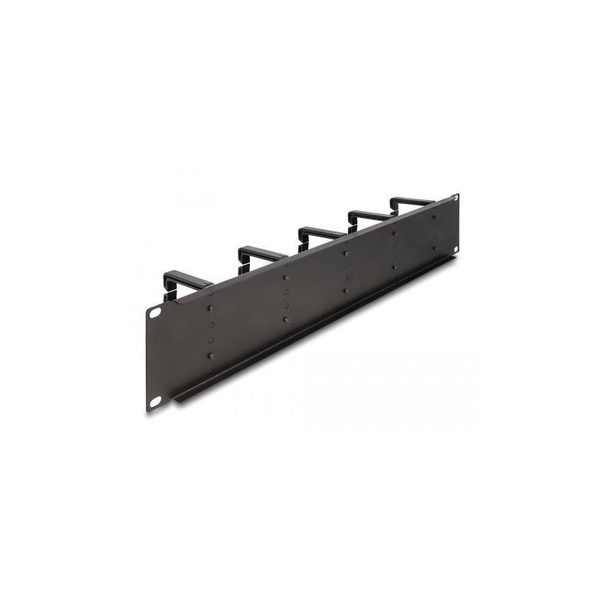 Delock 19″ Cable Management Routing Panel with 10 plastic hooks 2U black-2