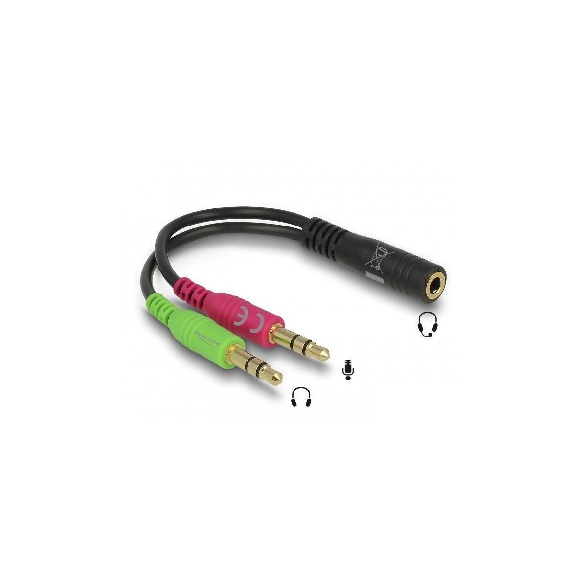 DELOCK DELOCK-65459 Kabel; Jack 3,5mm 3pin stekker x2,Jack 3,5mm 4pin aansluiting - 1 stuk-1