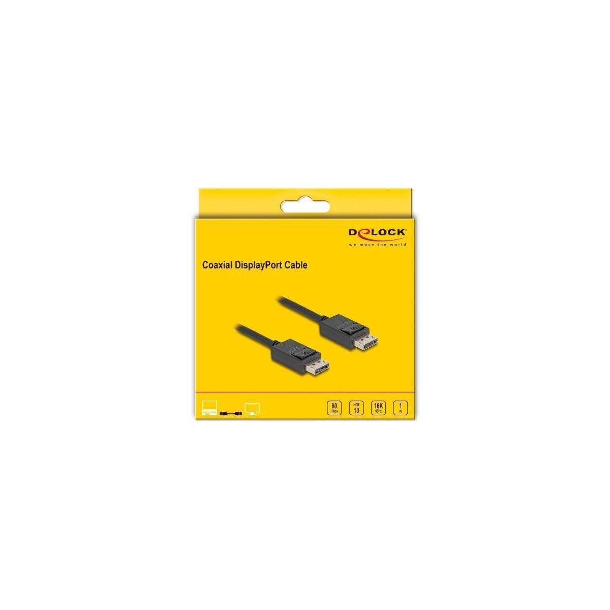 Delock Coaxial DisplayPort cable 16K 60 Hz 80 Gbps 1 m-1