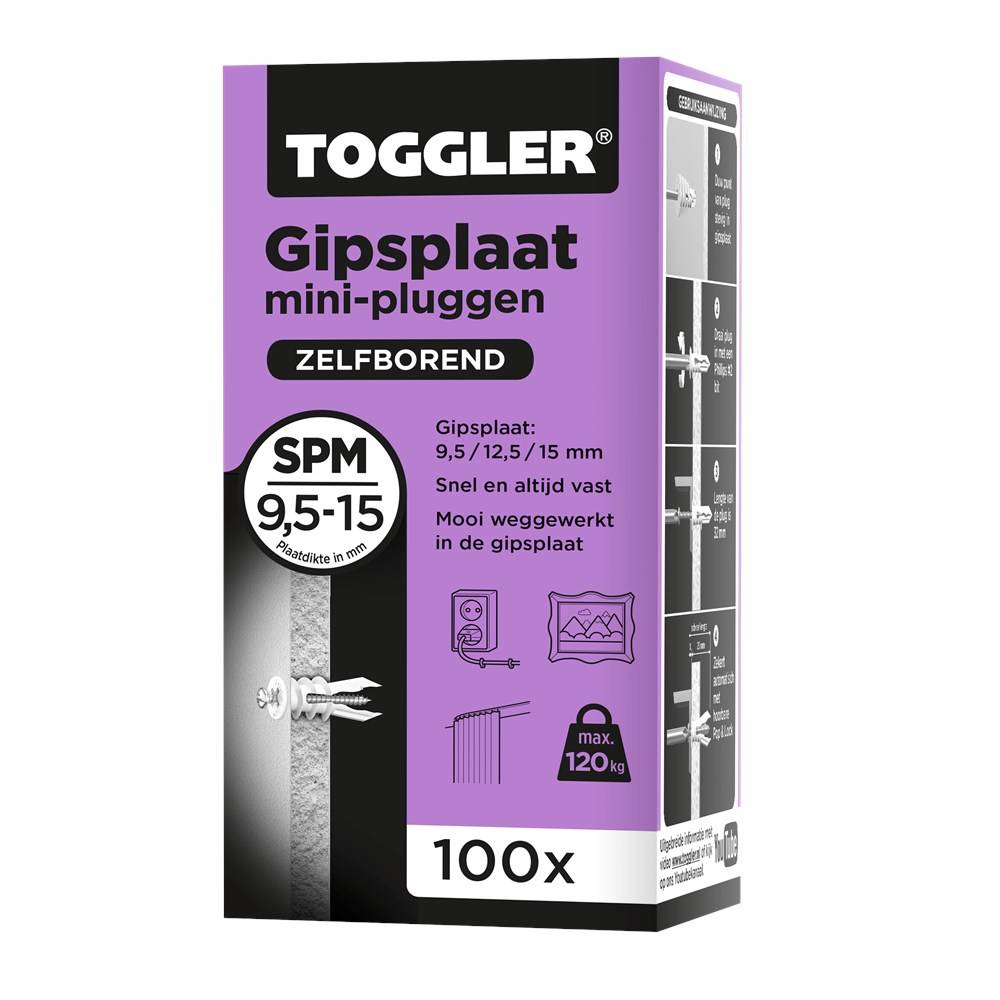 Gipsplaatplug Toggler Spm Mini Zelfborend - 100 stuks-1