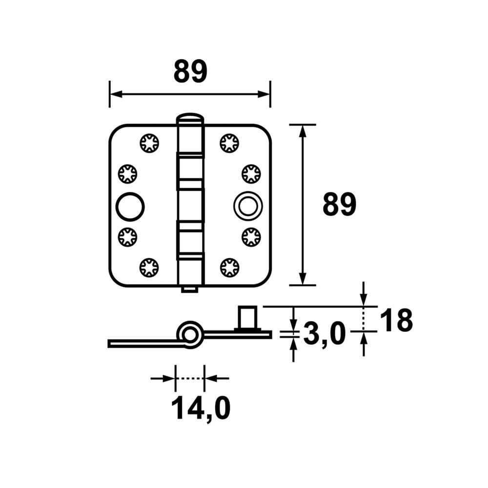 Scharnier Kogel Galv. Rh Vh 89X89 3Mm Los Axa-1