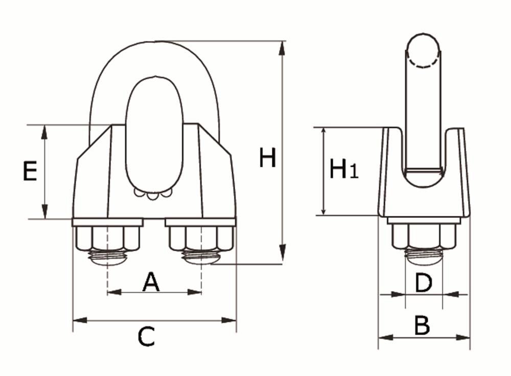 DULIMEX Staaldraadklem Verzinkt V/16Mm. Staaldraad-1