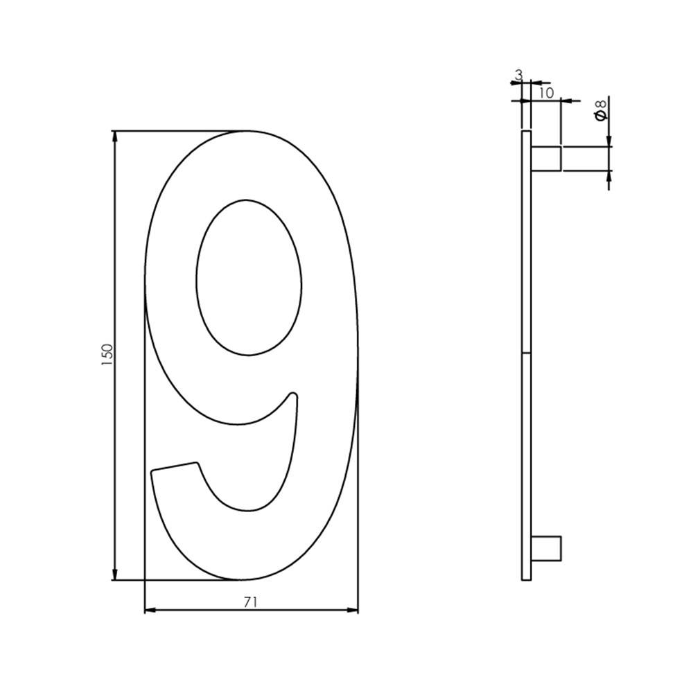 Ivana Necosteel Rvs Huiscijfer 389 9 150Mmhoog 47515-1