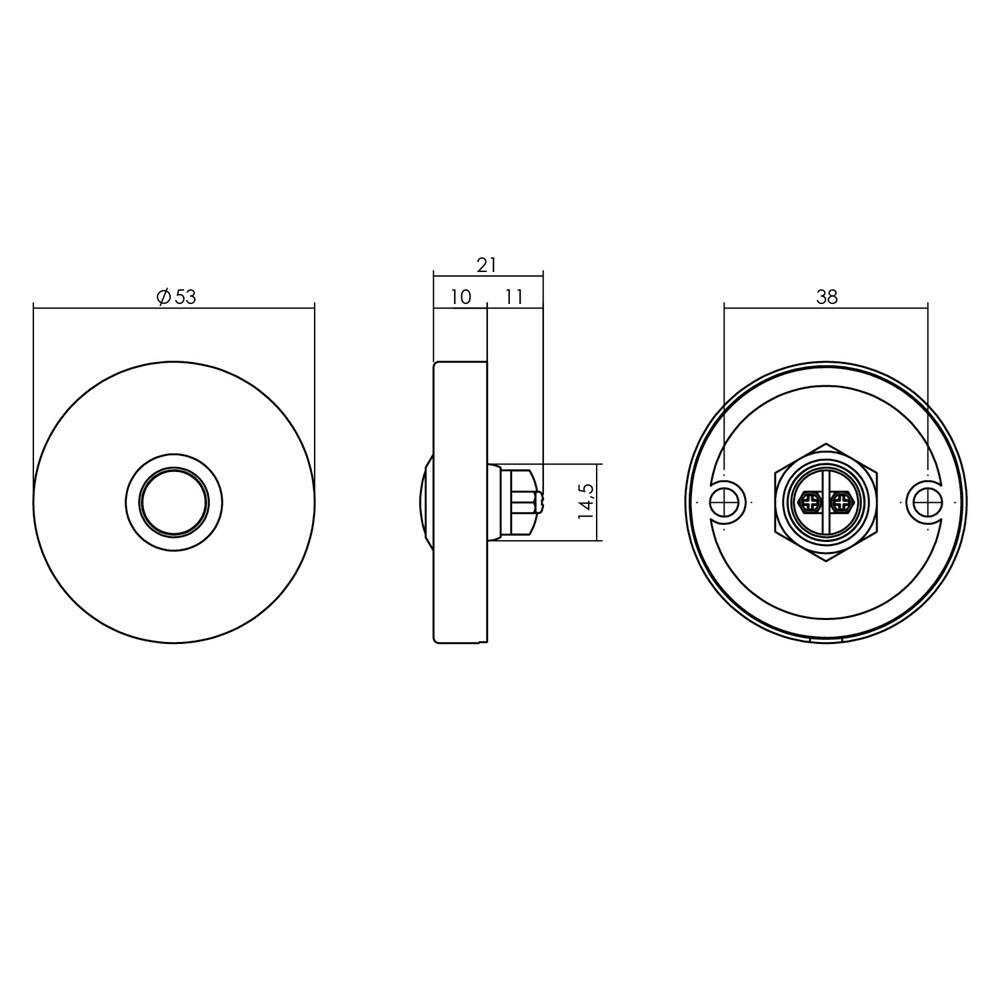 VAN LEEUWEN Beldrukker Rond 53Mm Rvs/Mat Zwart-1