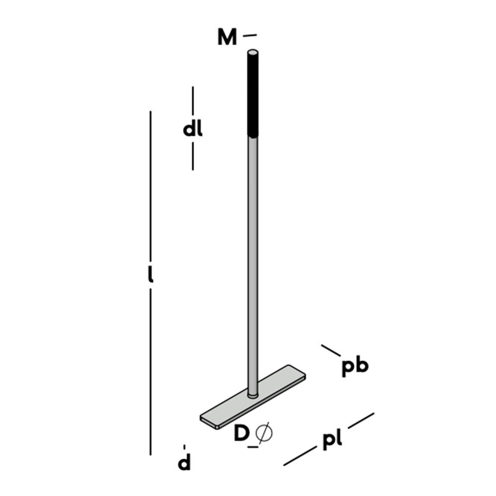 GB Muurplaatanker M12x500mm Verz M/Plaat Zonder Moer-1
