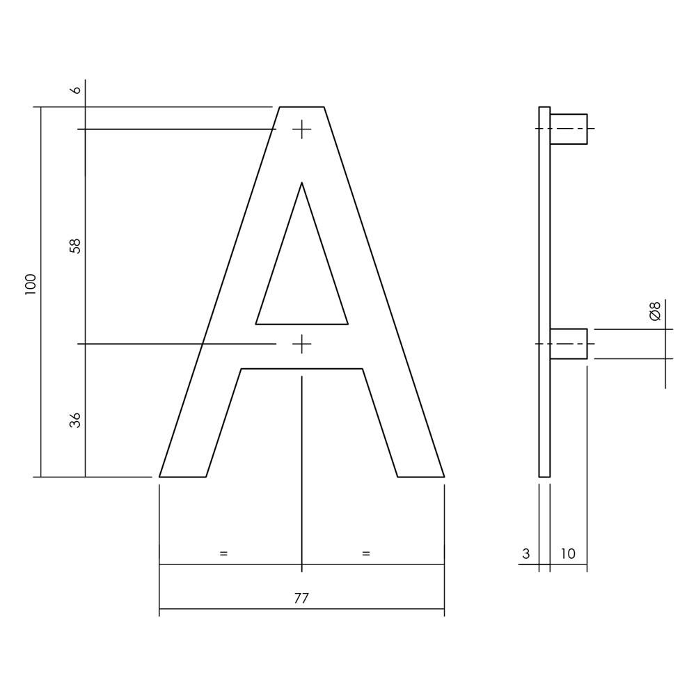 Ivana Necosteel Rvs Huisletter 390 A 100Mm Hoog 47516-1