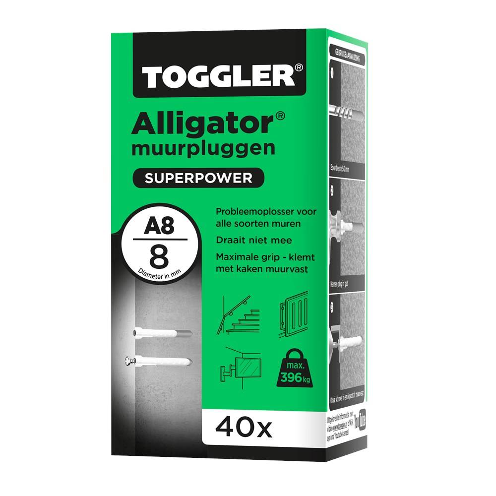 TOGGLER Pluggen Alligator A8 8Mm Doos 40 Stuks-2