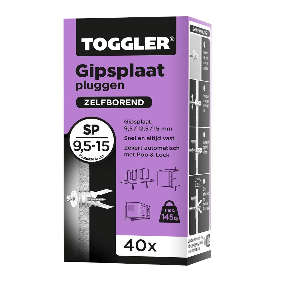 Gipsplaatplug Toggler Sp Zelfborend Doos 40 Stuks-2