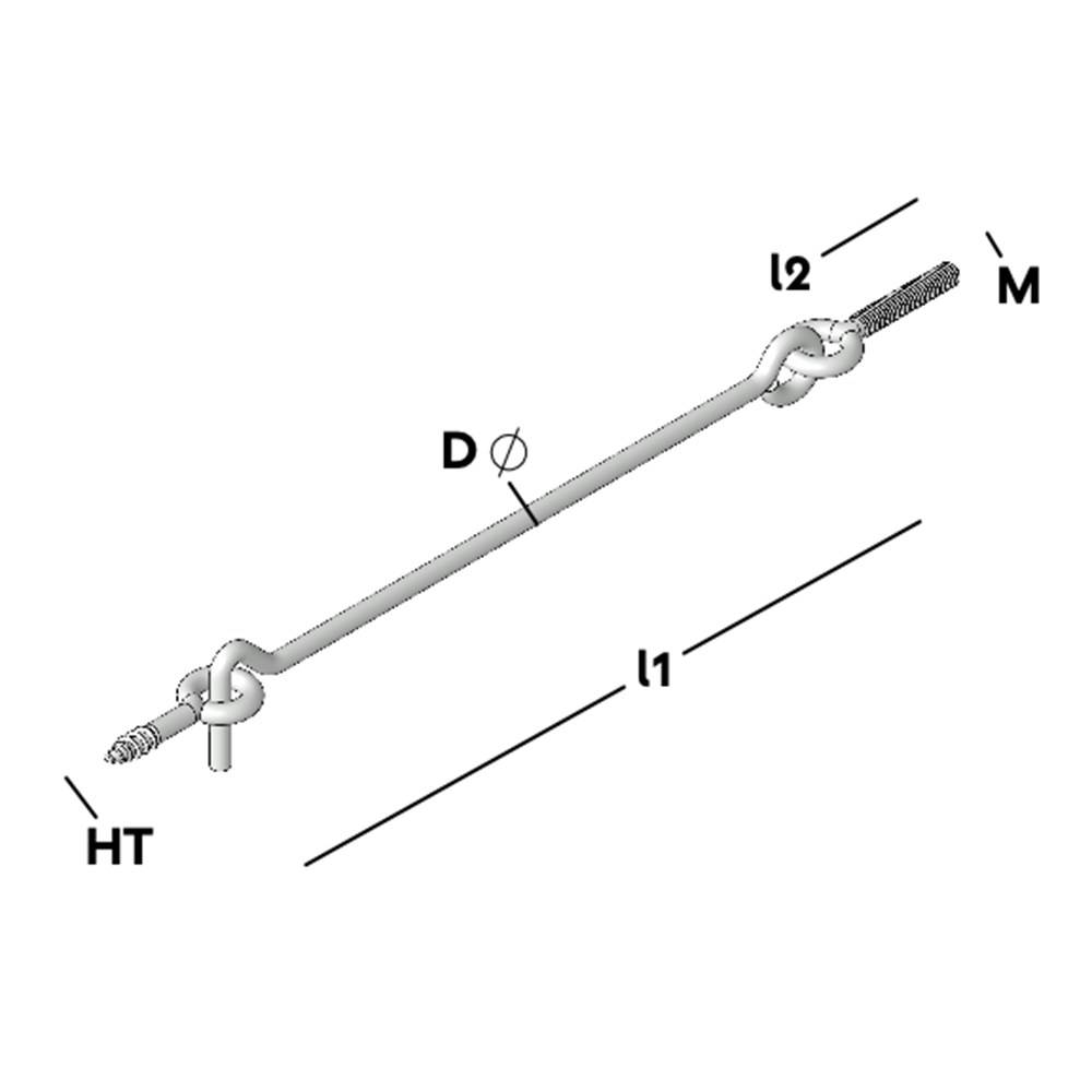 GB Windhaak Met Schroefoog Metr.Draad M6x30 Rvs 250Mm - 1 stuks-1