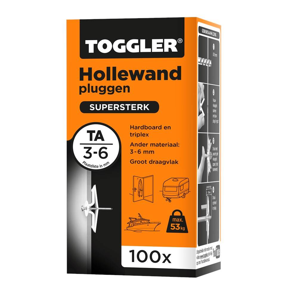 Hollewandpluggen Toggler Ta Tbv 3-6Mm Plaatdikte - 100 stuks-2