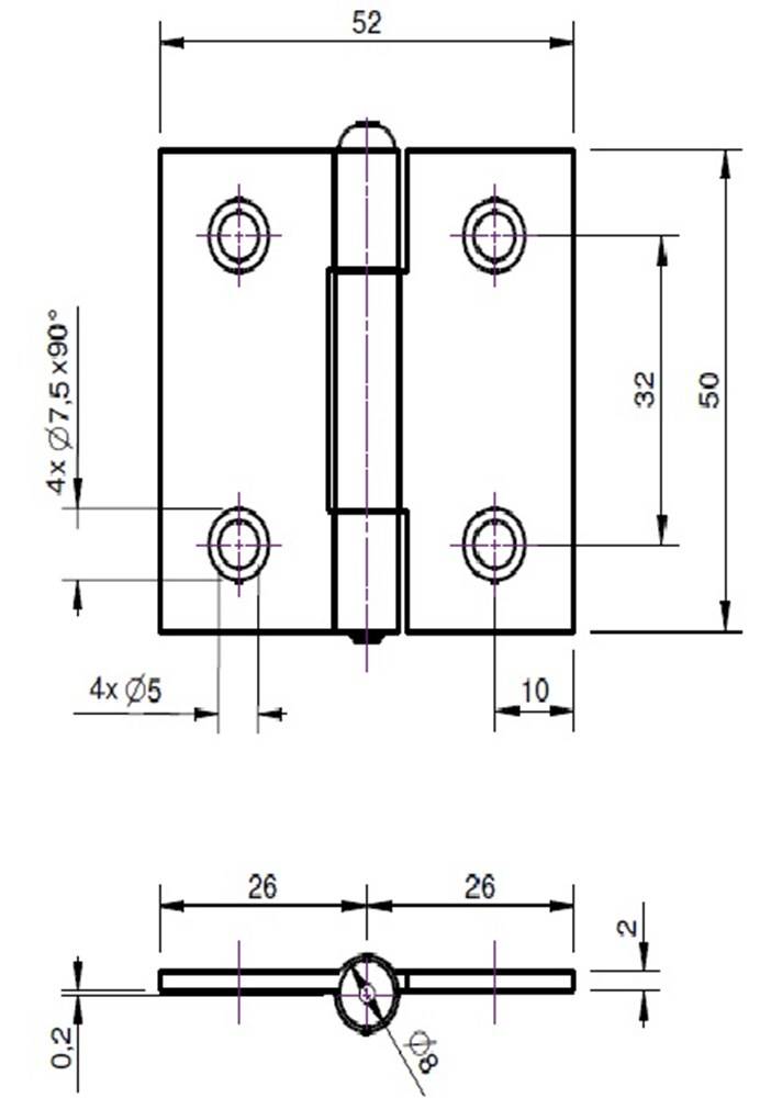 Scharnier Normaal Verz 50X50 M/Pen Ivana 14789-1