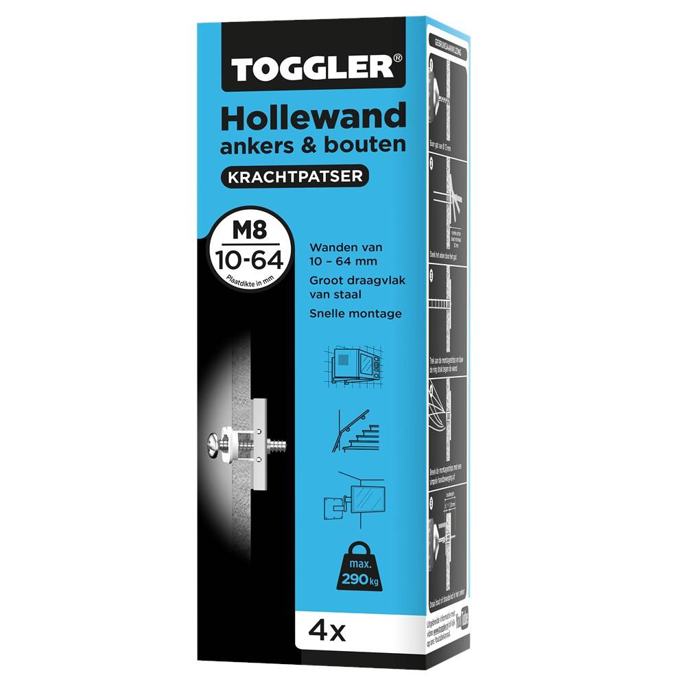 Hollewandanker Toggler Muurank M8+Bout Doos 4 Stuks-2