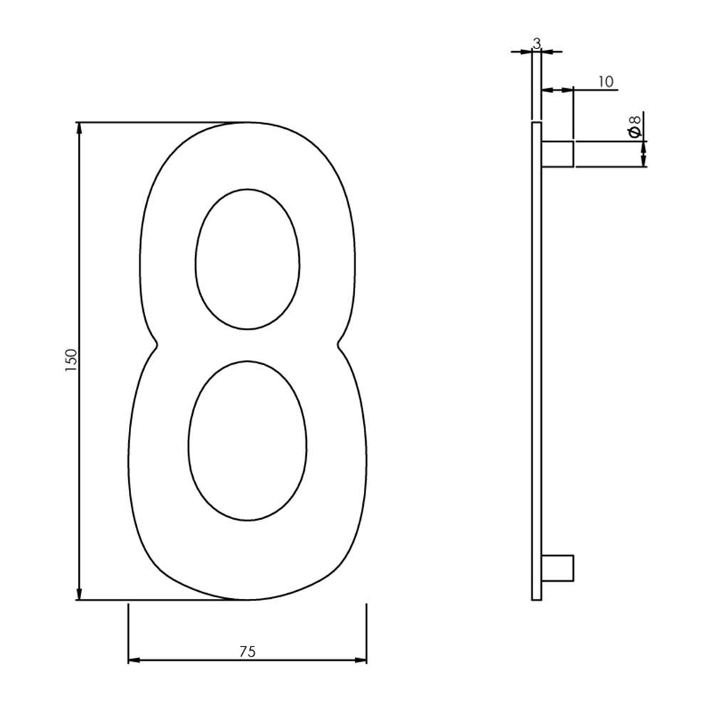 Ivana Necosteel Rvs Huiscijfer 388 8 150Mmhoog 47514-1