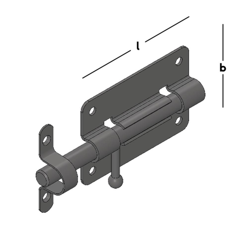 Plaatgrendel Zwart 80X50mm Gb-1