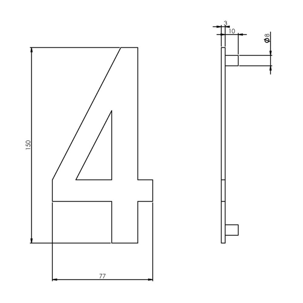 Ivana Necosteel Rvs Huiscijfer 384 4 150Mmhoog 47509-1