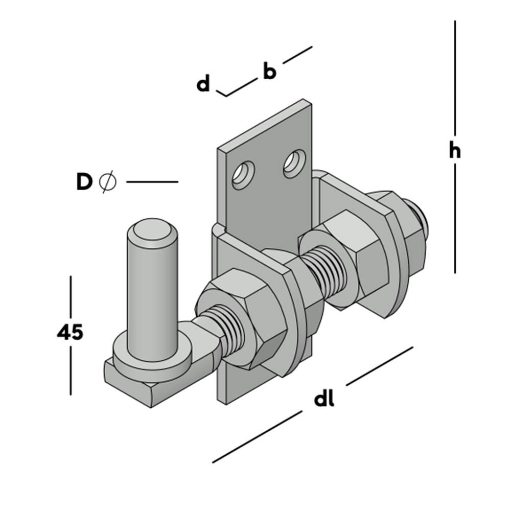 GB Plaatduim Verzinkt Verstelbaar Pen 16Mm-1