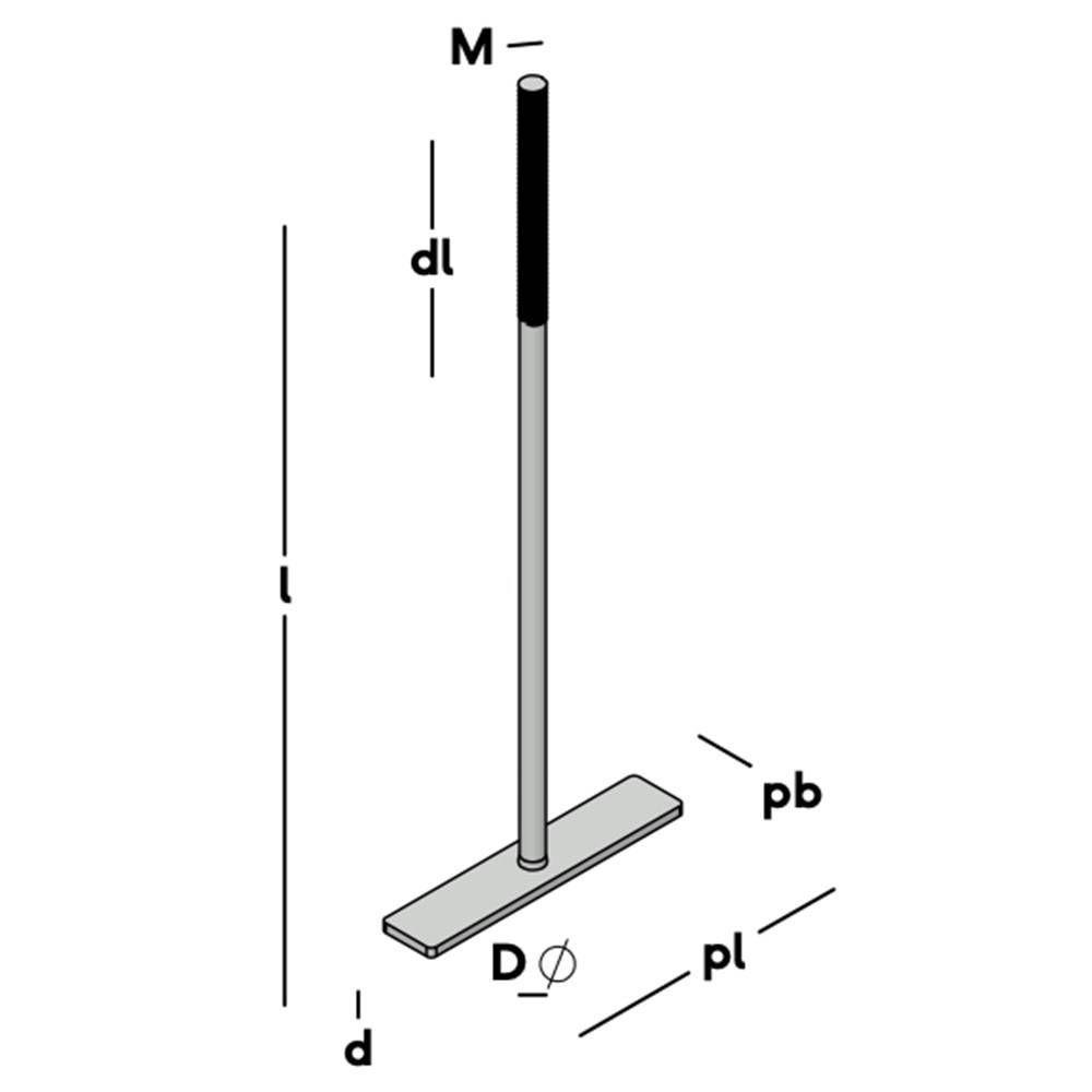 GB Muurplaatanker M12x400mm Verz M/Plaat Zonder Moer-2