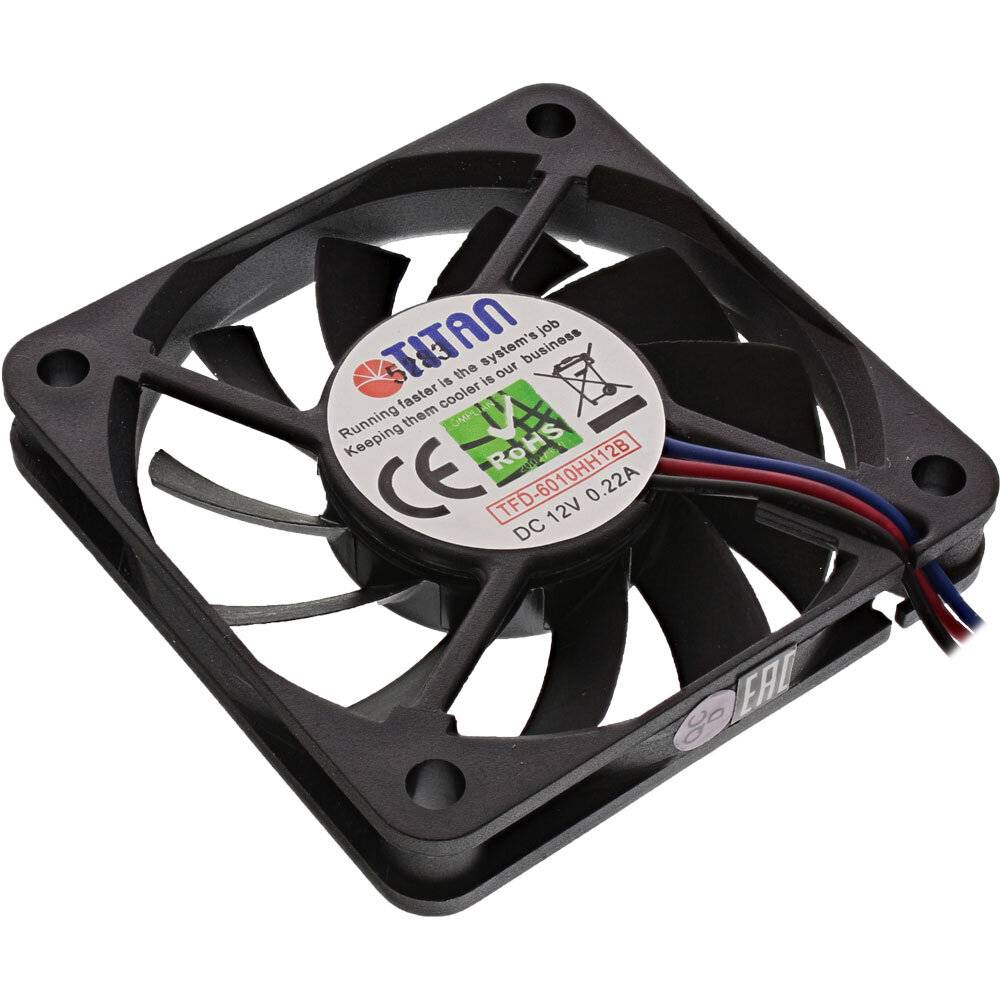 Titan ventilator (case fan) voor in de PC met dubbele kogellager en snelheid signaal - 60 x 60 x 10 mm-2