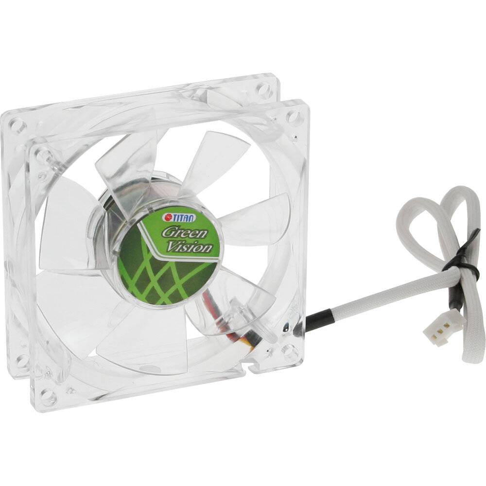 Titan Green Vision ventilator (case fan) voor in de PC met Z-Axis lager en super stil - 80 x 80 x 25 mm-2