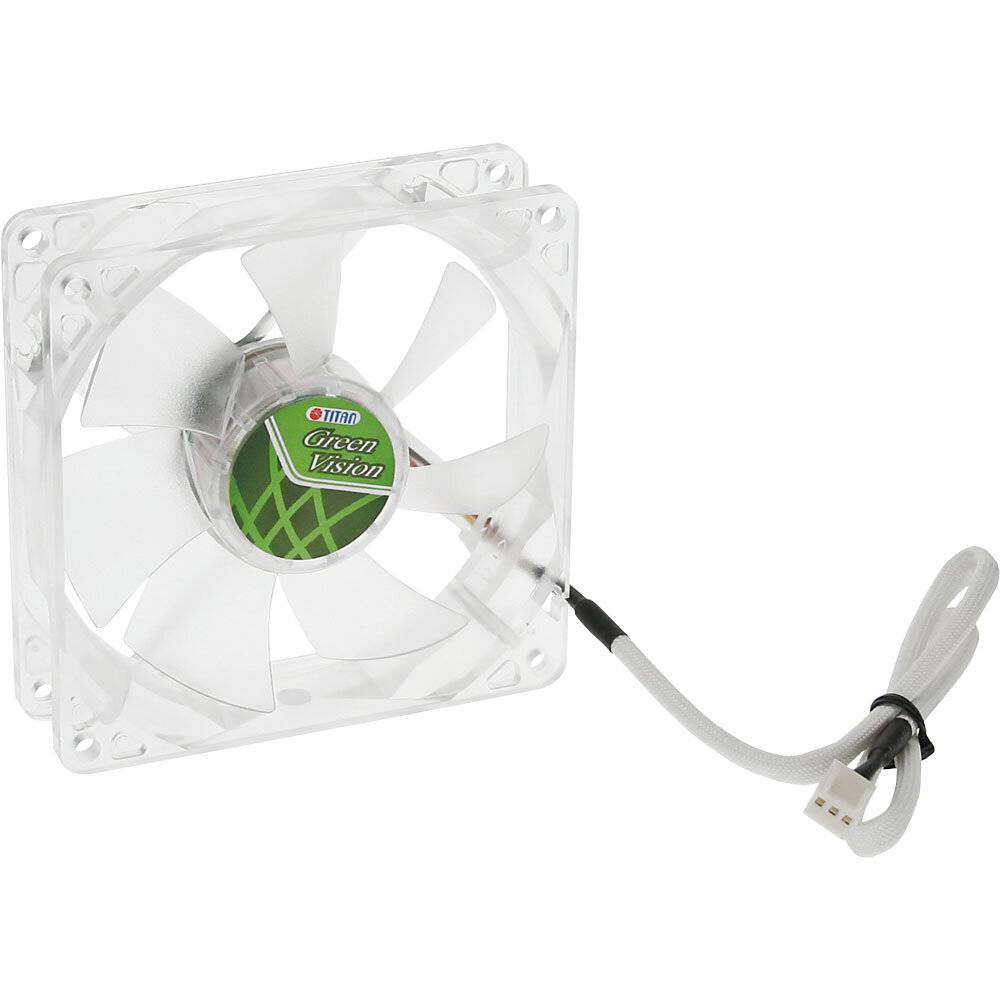 Titan Green Vision ventilator (case fan) voor in de PC met Z-Axis lager en super stil - 92 x 92 x 25 mm-2