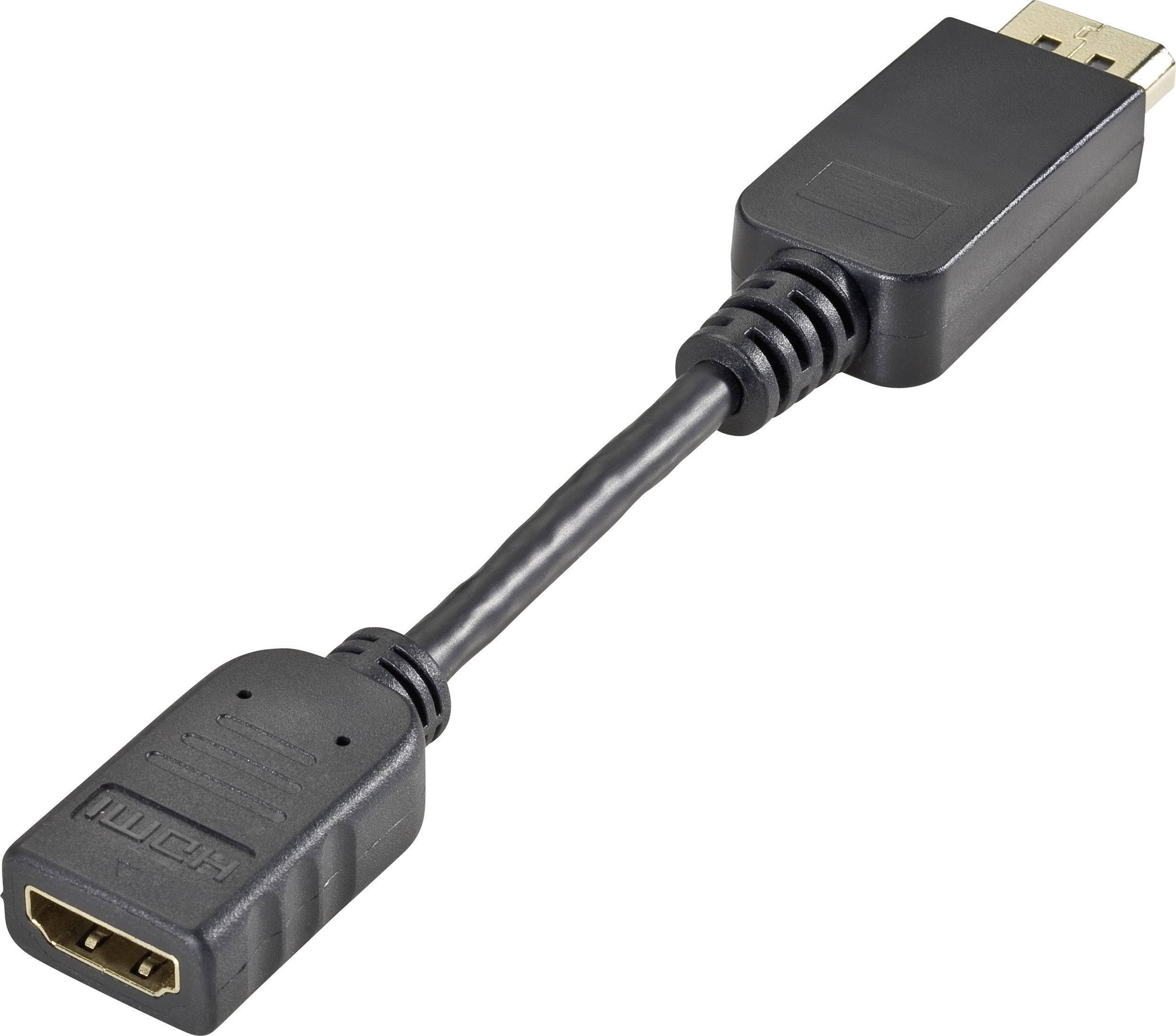 986148 DisplayPort / HDMI Adapter [1x DisplayPort stekker - 1x HDMI-bus] Zwart Vergulde steekcontacten 0.05 m-1