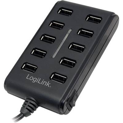 LogiLink UA0125 USB 2.0-hub 10 poorten  Zwart