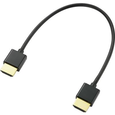 SpeaKa Professional HDMI Aansluitkabel HDMI-A stekker 20.00 cm Zwart SP-3945852 Audio Return Channel (ARC), Vergulde ste