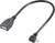 Zwarte OTG-kabel met USB-A-aansluiting en Micro-USB-stekker, geschikt voor het verbinden van mobiele apparaten met USB-accessoires.