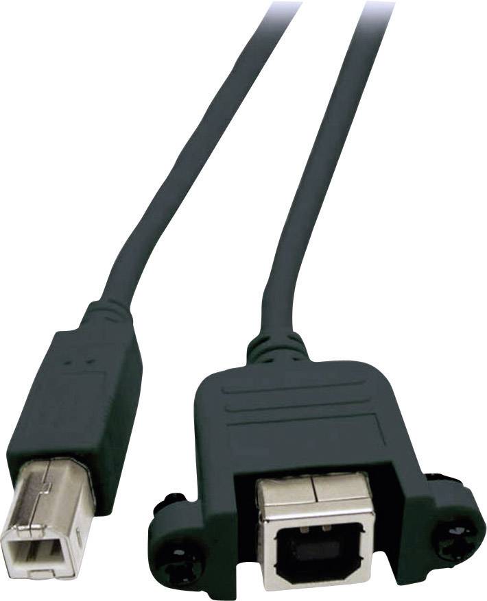 EFB Elektronik K5293SW.1,8V2 USB-kabel USB 2.0 USB-B stekker, USB-B bus 1.80 m Zwart Schroefbaar-0
