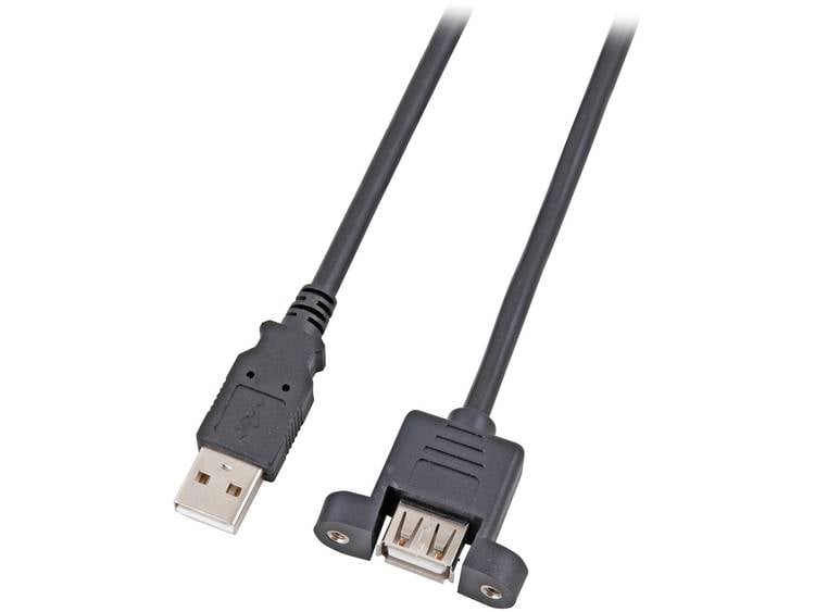 USB 2.0 Verlengkabel [1x USB 2.0 stekker A 1x USB 2.0 bus A] 0.50 m Zwart