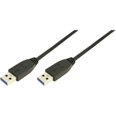 LogiLink USB-kabel USB 3.2 Gen1 (USB 3.0 / USB 3.1 Gen1) USB-A stekker, USB-A stekker 3.00 m Zwart  CU0040