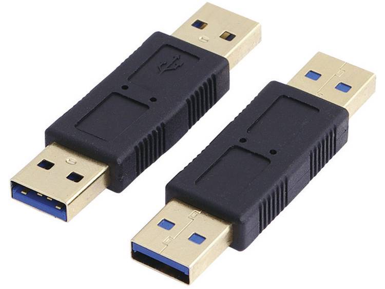 LogiLink USB 3.0 Adapter [1x USB 3.0 stekker A 1x USB 3.0 stekker A] Zwart Vergulde steekcontacten