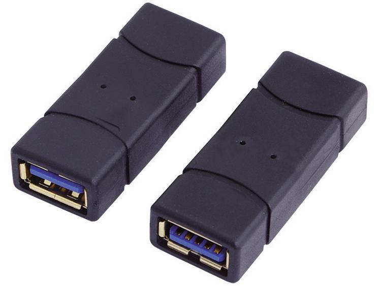 LogiLink USB 3.0 Adapter [1x USB 3.0 bus A 1x USB 3.0 bus A] Zwart Vergulde steekcontacten