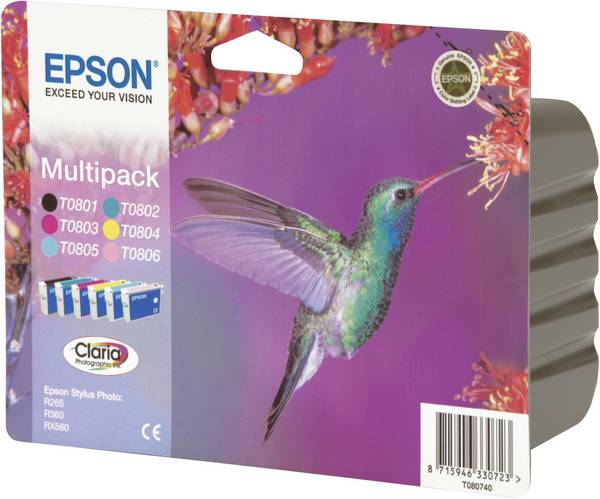 Epson Inktcartridge T0807 Origineel Combipack Zwart, Cyaan, Magenta, Geel, Foto cyaan, Foto magenta C13T08074011