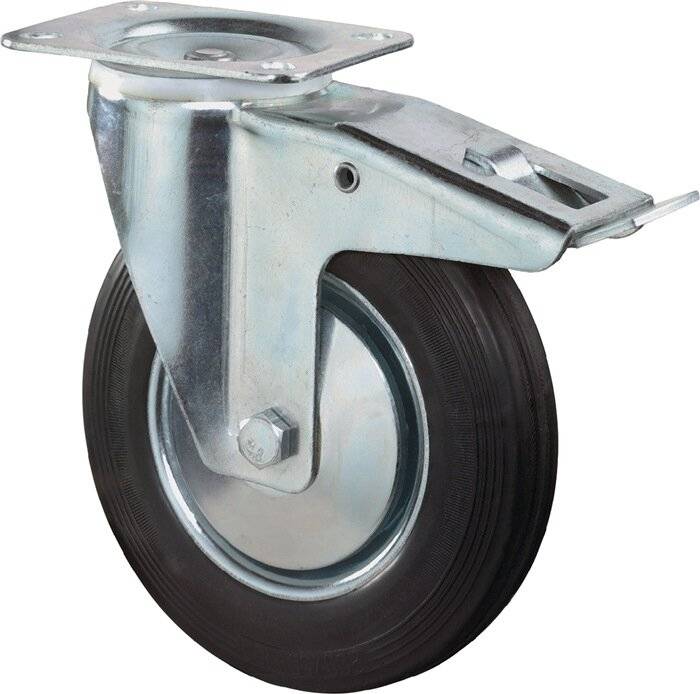 BS Rollen Zwenkwiel 125Mm Rubber Zwart M/Rem-5