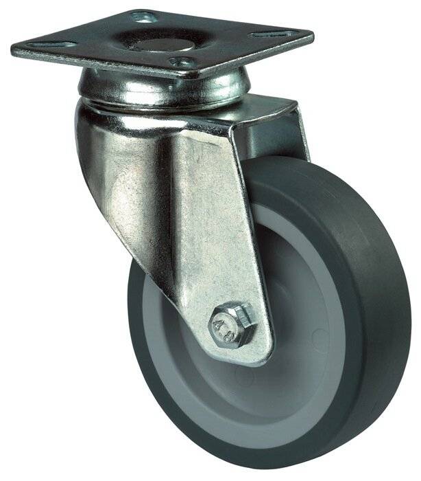 BS Rollen Zwenkwiel 100Mm Rubber Grijs-1