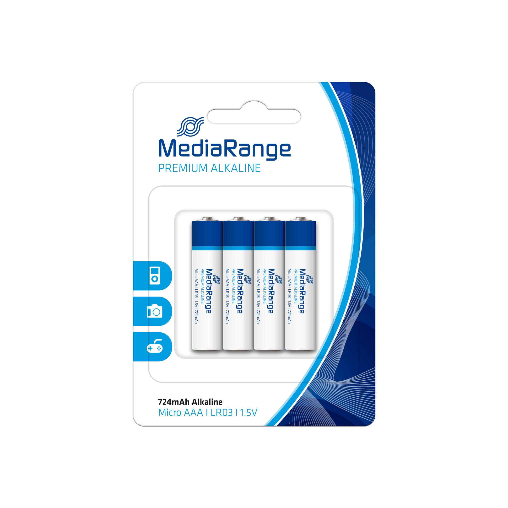MediaRange batterij premium alkalisch AAA/LR03 1,5V 4 stuks.-2
