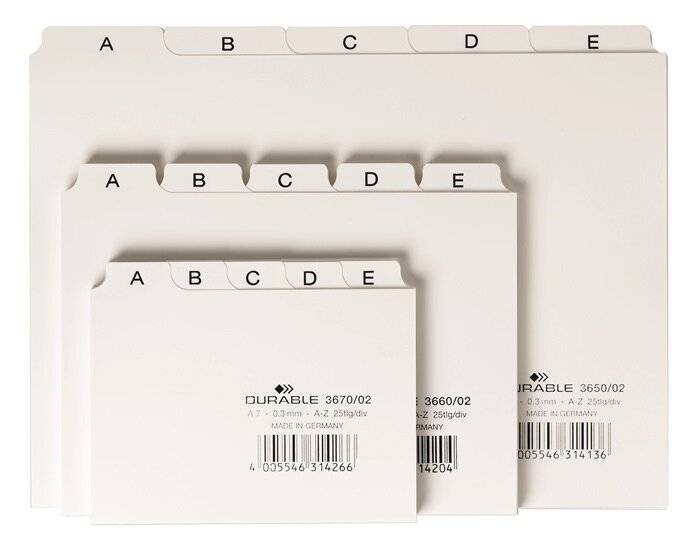 Duurzame indextabbladen A - Z (A5 liggend formaat) 1 stuk wit-3