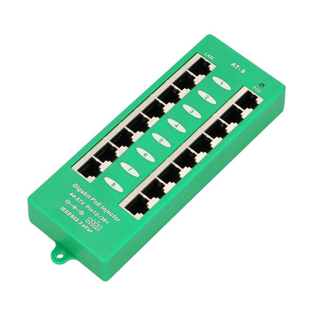 Extralink Gigabit PoE Injector 8 Poorten Actief 802.3at/af-0