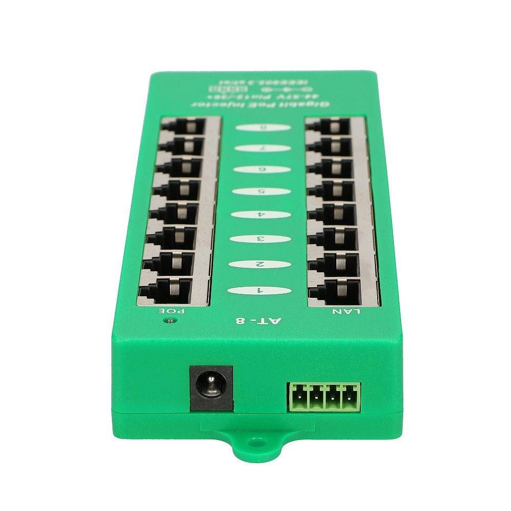 Extralink Gigabit PoE Injector 8 Poorten Actief 802.3at/af-4