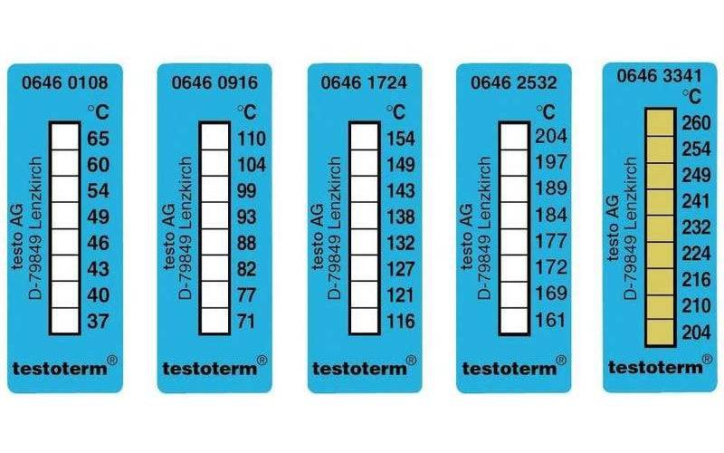 TESTO Temperatuurmeetstrips 50 x 18 mm, +71°C tot +110°C, 10 Stuks, Model 0646 0916-0