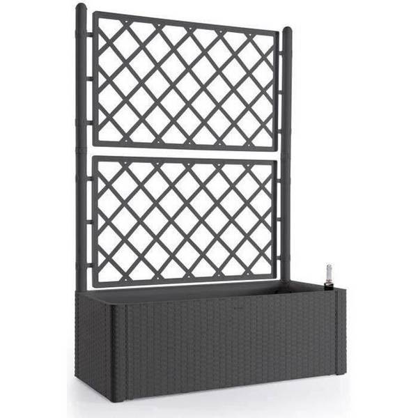 STEFANPLAST NATURAL DELUXE Bloembak met Trellis - Antraciet - 100 x 43 x H142 cm