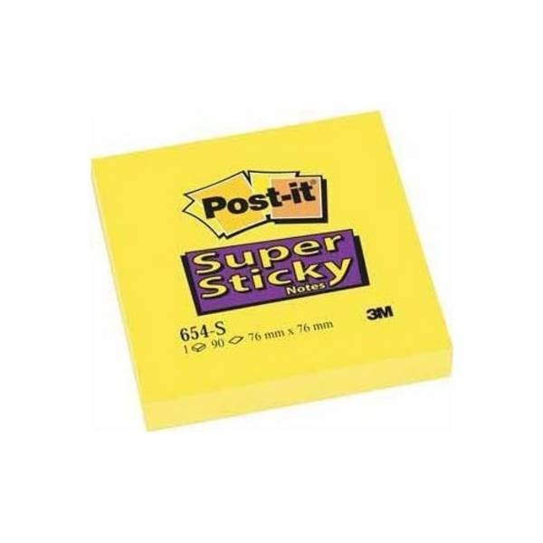 Post-it Super Sticky Notities, Geel, 76 × 76 mm, 12 Blokken